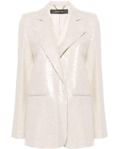 FEDERICA TOSI Sequinned single-breasted blazer - Natur