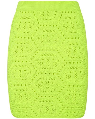 Philipp Plein Patterned-knit Mini Skirt - Green