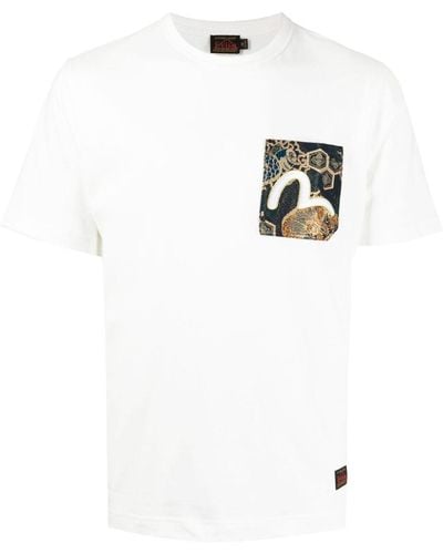 Evisu T-Shirt mit Logo-Patch - Weiß