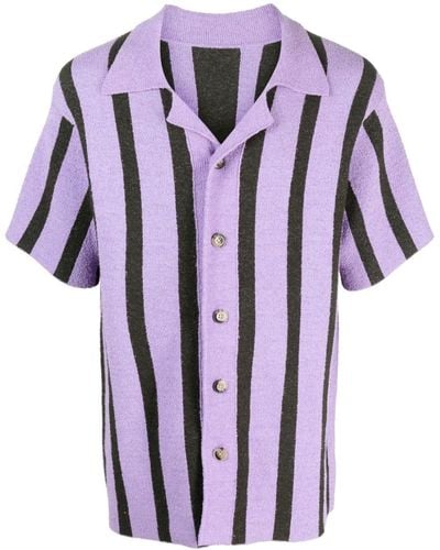 Nanushka Almar Striped Terry-cloth Shirt - Purple