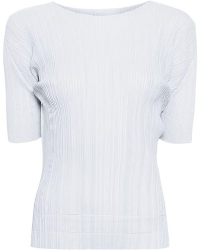 Pleats Please Issey Miyake T-shirt Soft Pleats plissé - Bianco