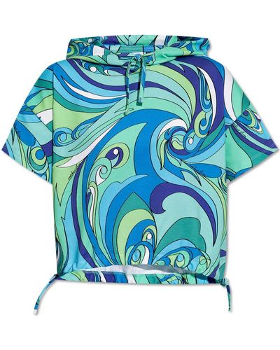 Moschino Abstract-print Cotton Hoodie - Blue