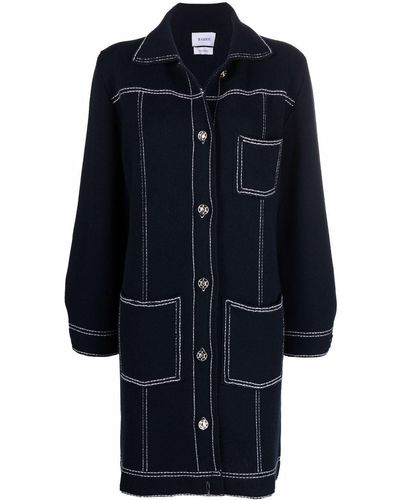Barrie Contrast-stitching Single-breasted Coat - Blue