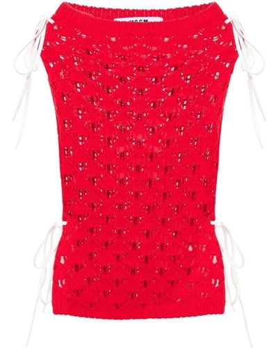 MSGM Strapless Knitted Top - Red