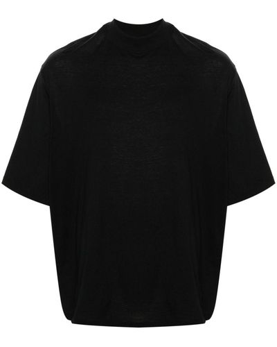 The Attico Logo-embroidered Cotton T-shirt - Black