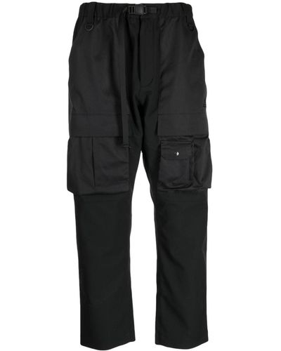 White Mountaineering Elasticated-waist Cropped Trousers - Black