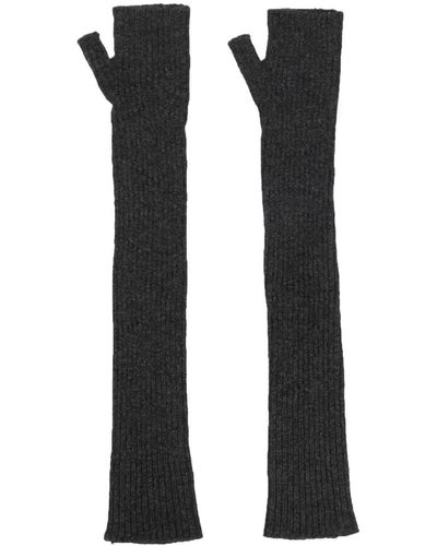 Barrie Long Knit Fingerless Gloves - Black