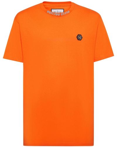 Philipp Plein Logo-plaque Cotton T-shirt - Orange