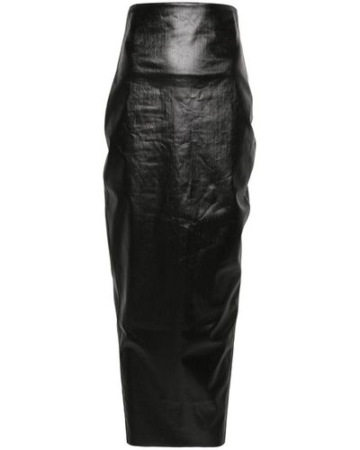 Rick Owens Jupe en jean à effet enduit - Noir