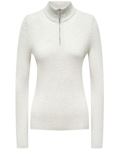 12 STOREEZ Zip-up High-neck Sweater - White