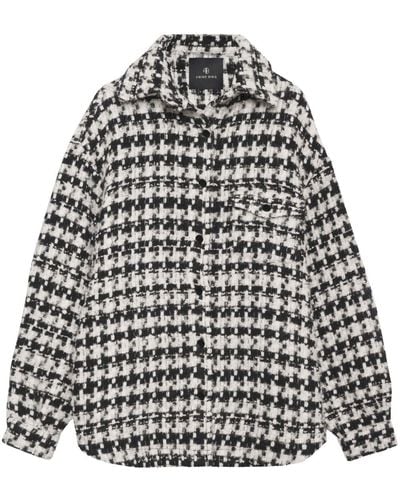Anine Bing Simon Houndstooth-pattern Shirt Jacket - Black
