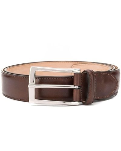 SCAROSSO Classic Square Buckle Belt - Brown