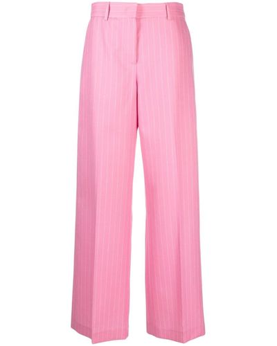 MSGM Pinstripe-pattern Wide-leg Trousers - Pink