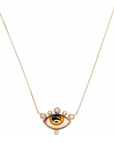 Lito 14kt Rose Gold Greek Eye Diamond Necklace - Pink