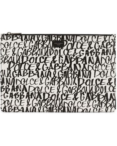 Dolce & Gabbana Clutch Met Monogramprint - Wit