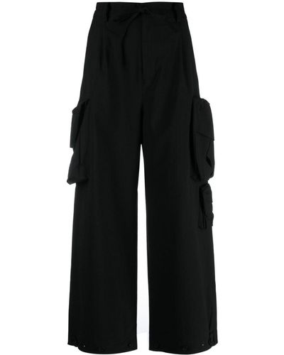 Y-3 Wide-leg Cotton Cargo Pants - Black