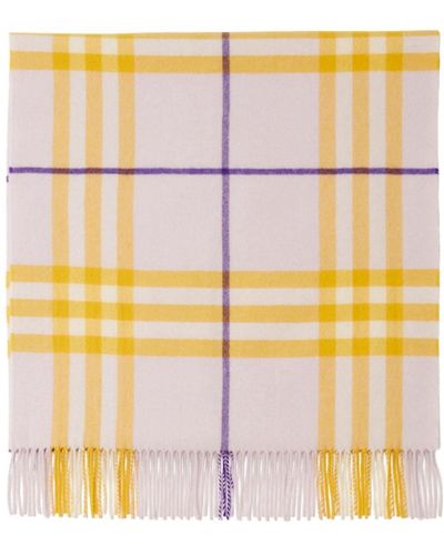 Burberry Pashmina a cuadros con flecos - Amarillo