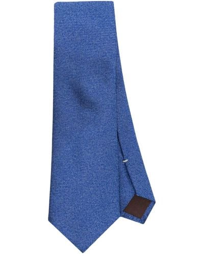 Canali Pattern-jacquard Silk Tie - Blue