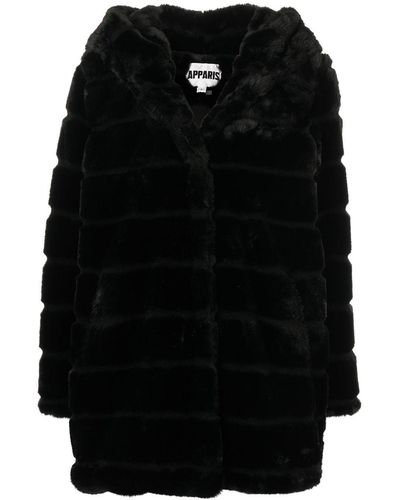 Apparis Quilted-finish Faux-fur Coat - Black