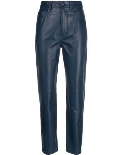 Simonetta Ravizza Gabry Leather Straight-leg Pants - Blue