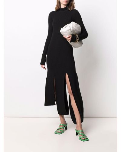Bottega Veneta High-neck Fringe Dress Black