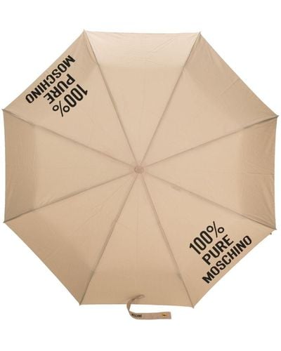 Moschino Slogan-print Foldable Umbrella - Natural