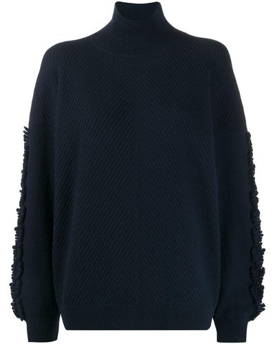 Barrie Textured Sleeves Detail Sweater - Blue
