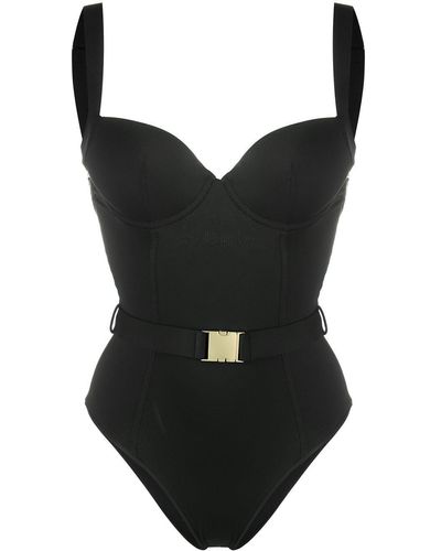 Noire Swimwear Costume intero con cintura - Nero