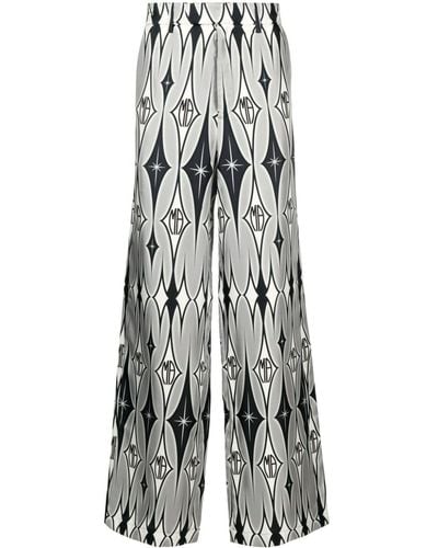 Amiri Wide-Leg-Hose aus Seide mit Print - Weiß