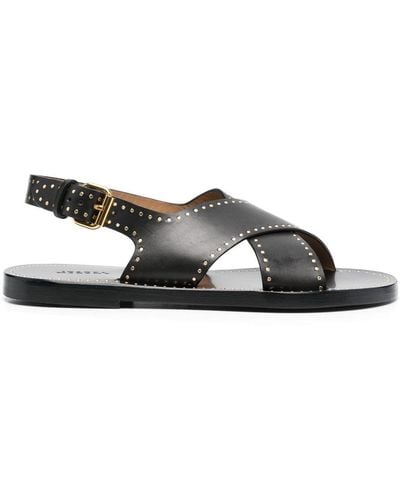 Isabel Marant Jane Studded Crossover-strap Leather Sandals - Black