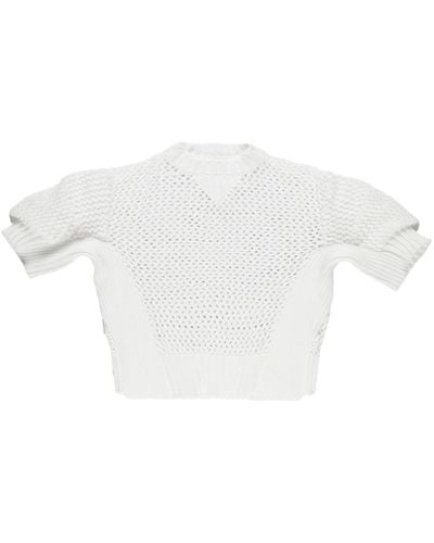 Sacai Crochet-knit Short-sleeve Jumper - White