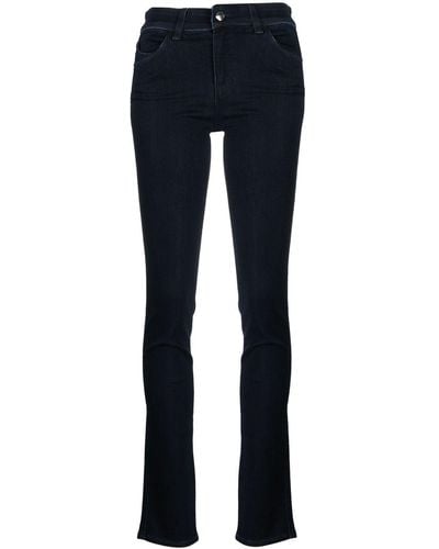 Emporio Armani High-waisted Slim-cut Pants - Blue