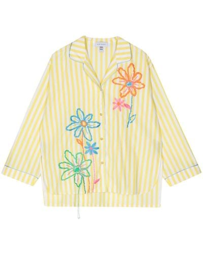 Mira Mikati Floral-embroidered Cotton Shirt - Metallic