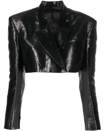 Concepto Cropped High-shine Finish Jacket - Black