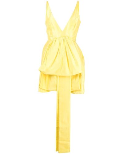 Oroton V-neck Ruffled Mini Dress - Yellow