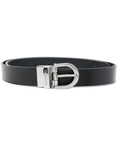 Calvin Klein Engraved-logo Buckle Belt - Black