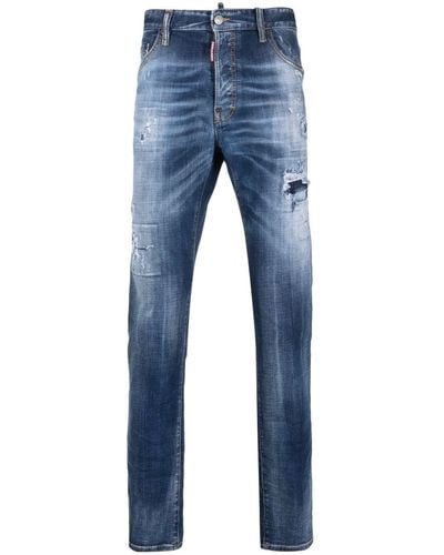 DSquared² Slim-fit Distressed-finish Jeans - Blue