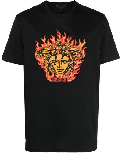 Versace T-shirt Medusa Flame en coton - Noir