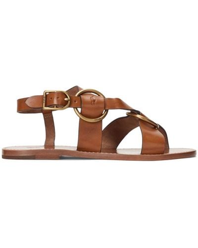 Polo Ralph Lauren Polo Pony Leather Sandals - Brown