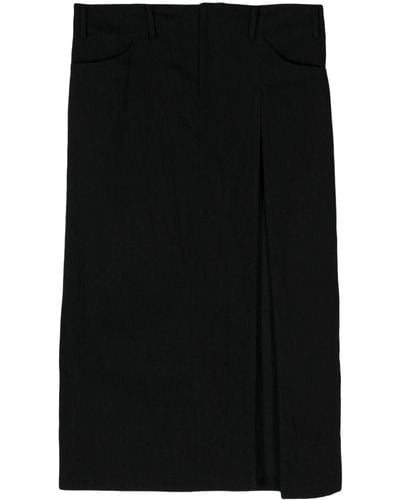 Yohji Yamamoto Side-slit denim maxi skirt - Negro