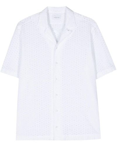 Tagliatore Hawaii Hemd mit Lochstickerei - Weiß