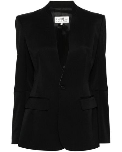 MM6 by Maison Martin Margiela Single-Breasted Blazer With Contrasting Stitching - Black