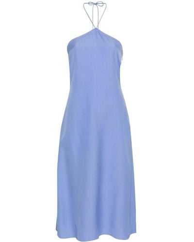 Claudie Pierlot Halterneck Crepe Midi Dress - Blue