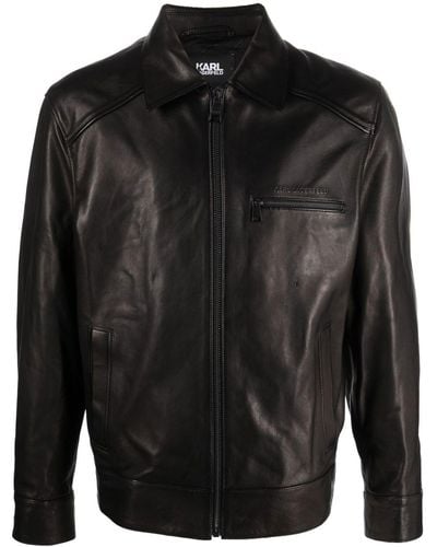 Karl Lagerfeld Zipped Biker Jacket - Black