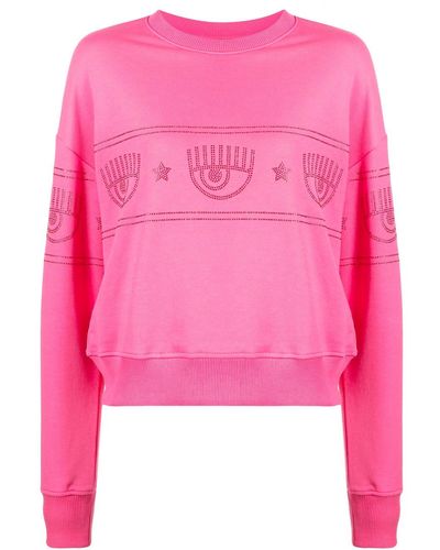 Chiara Ferragni Eyelike Rhinestone-embellished Sweatshirt - Pink