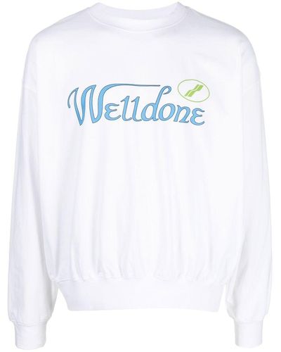 we11done Sweatshirt mit Logo-Print - Weiß