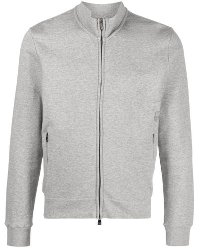 Corneliani Zip-up Cotton Sweatshirt - Gray