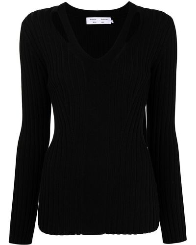 Proenza Schouler Merino Rib Knit V-neck Sweater - Black