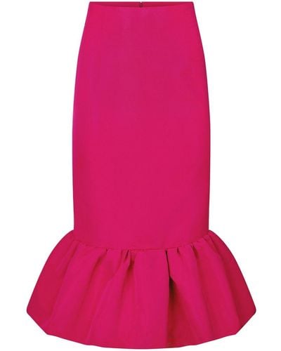 Nina Ricci Peplum-hem Taffeta Midi Skirt - Pink