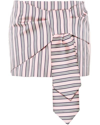 DSquared² Tie-knot Striped Mini Skirt - White